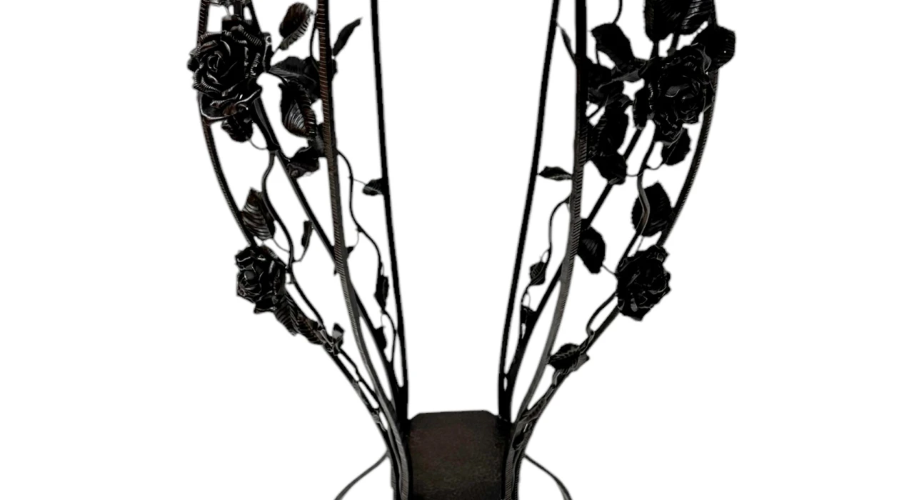 French Art Deco Wrough Iron XL Pedestal with Multi-Colored Marble Top, 1930s